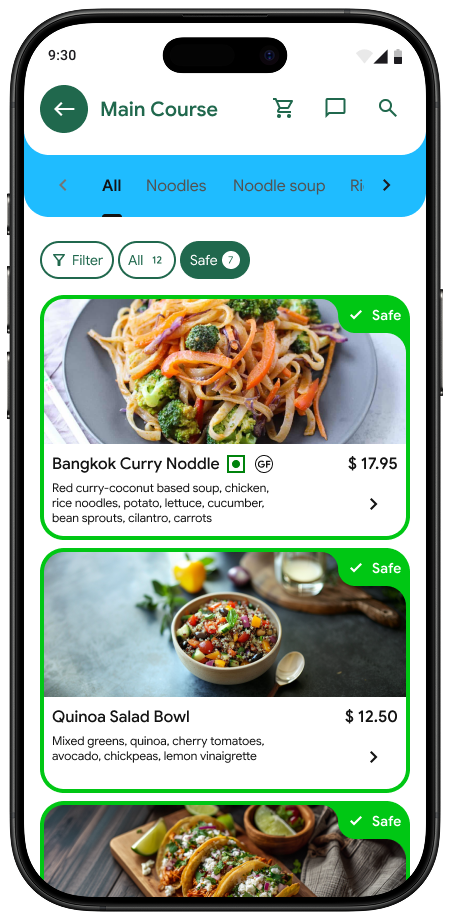 Forkast personalized menu interface