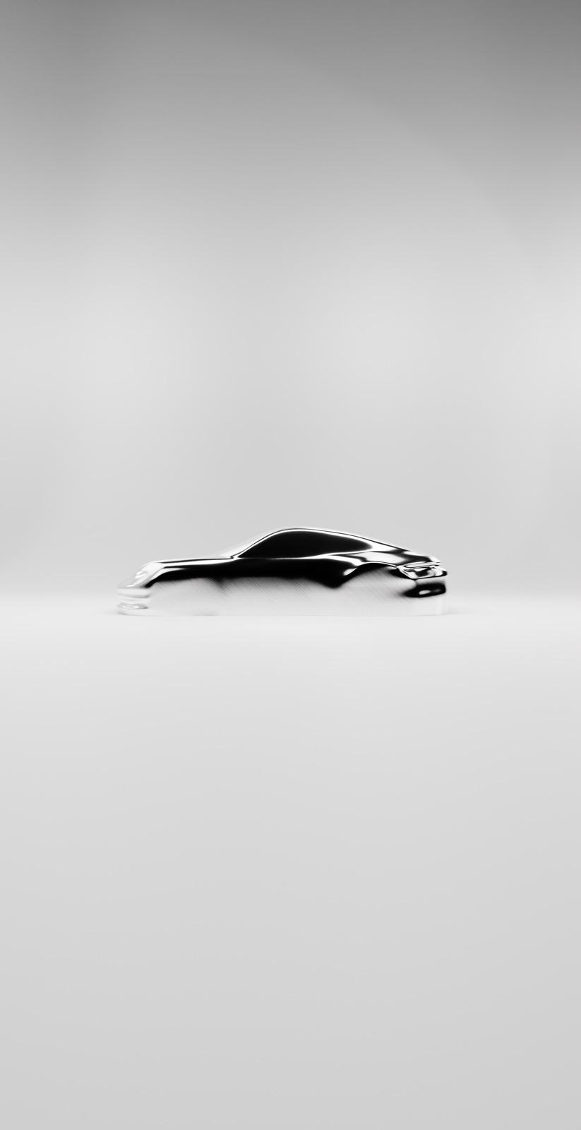 Reflective car form explored from the side in Blender